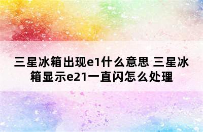 三星冰箱出现e1什么意思 三星冰箱显示e21一直闪怎么处理